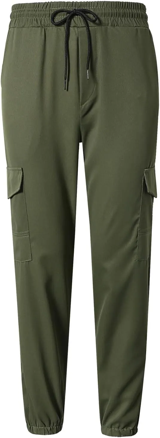 Men's Cargo Pants Casual Hiking Pants Joggers Sweatpants Streetwear Lightweight Drawstring Elastic Waist Pants with Pockets
