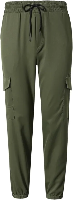 Men's Cargo Pants Casual Hiking Pants Joggers Sweatpants Streetwear Lightweight Drawstring Elastic Waist Pants with Pockets