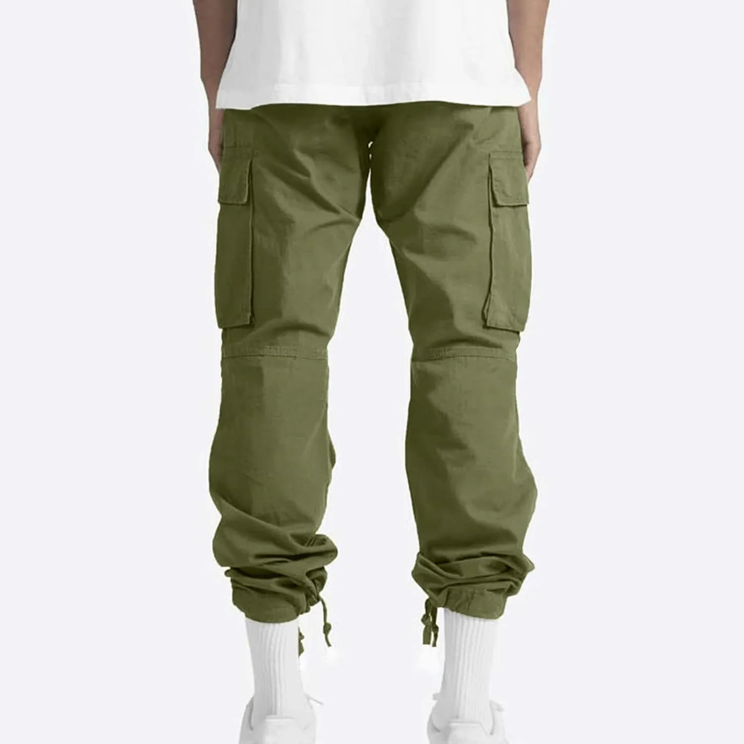 Mens Cargo Pants with Pockets Open Bottom Lightweight Baggy Jogger Cargo Sweatpants Casual Gym Athletic Sweat Pants
