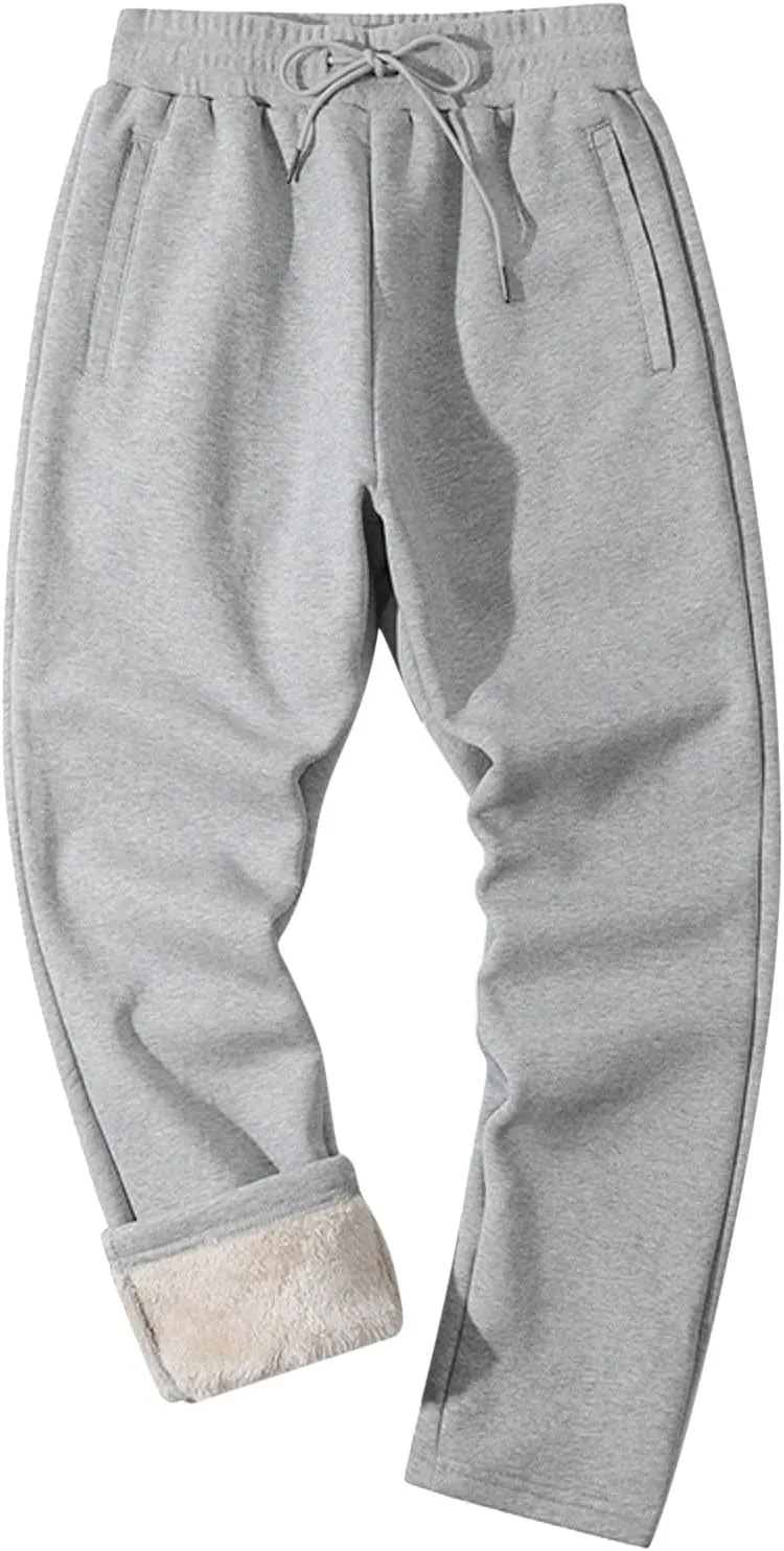 Mens Casual Cotton Sweatpants Drawstring Elastic Waist Wide Leg Pant Loose Fit Baggy Pants House Trousers