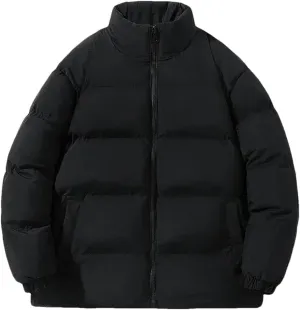 Men's Classic Splicing Stand Collar Windproof Parka Down Cotton Padded Coat Jacket