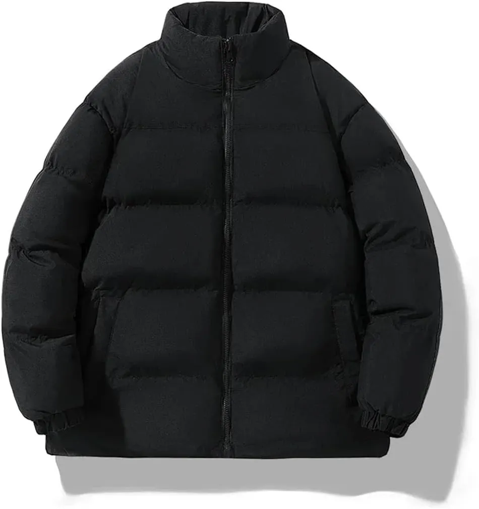 Men's Classic Splicing Stand Collar Windproof Parka Down Cotton Padded Coat Jacket