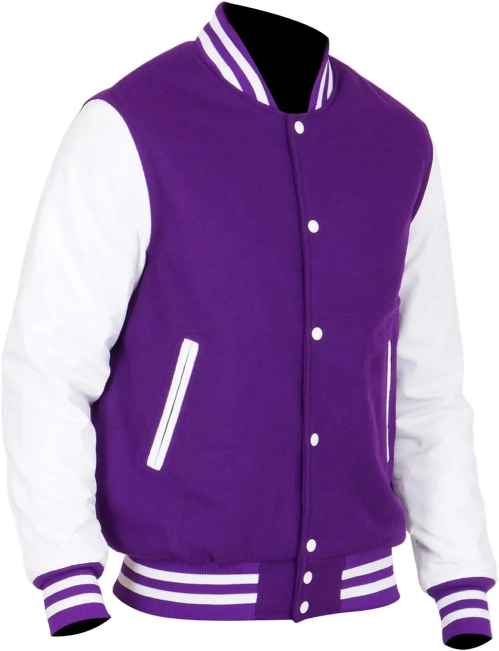 Mens College Baseball Varsity High School Letterman Bomber Fleece   Faux Leather Jacket