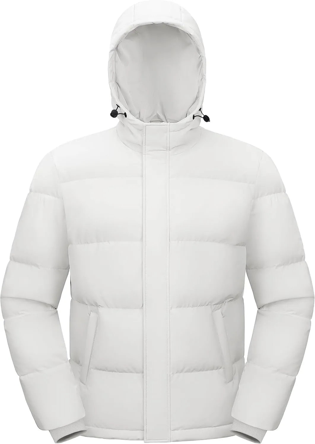 Men's Down Puffer Jacket Hooded Water-Resistant Windproof Jackets Full Zip Winter Thicken Thermal Puffy Coat