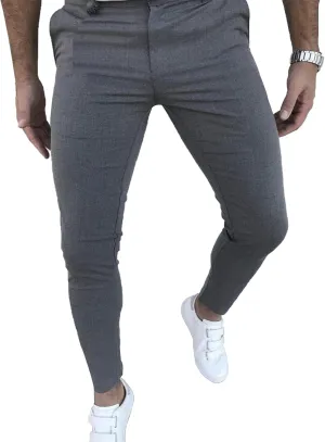 Men's Fashion Stretch Dress Pants Slim Fit Plaid Skinny Long Pants Casual Business Golf Dress Pants