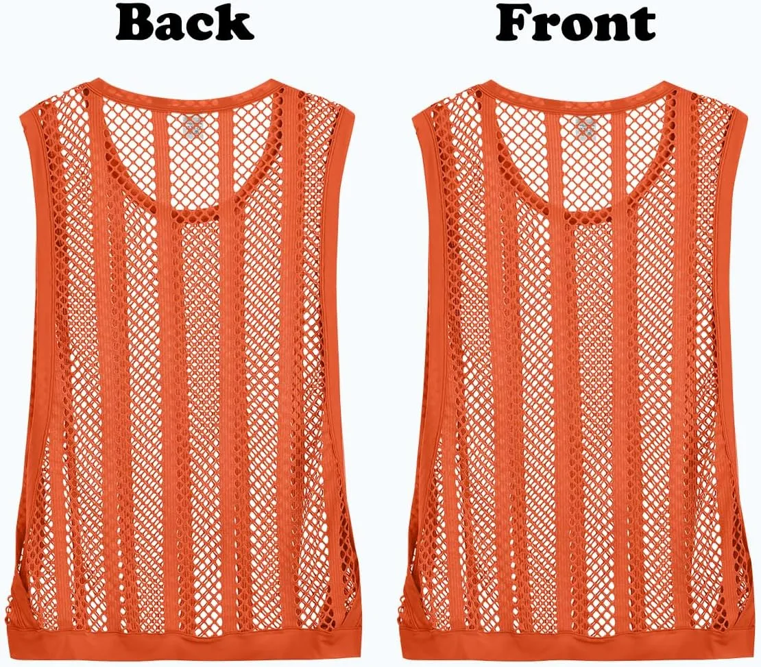 Mens Fishnet Tank Top Mesh Vest See Through Breathbale Sleeveless Shirts