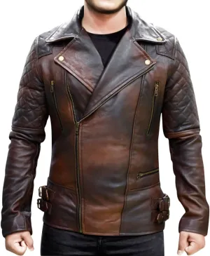 Mens Genuine Lambskin Leather Biker Jacket Classic Brando Vintage Cafe Racer Real Motorcycle Jackets