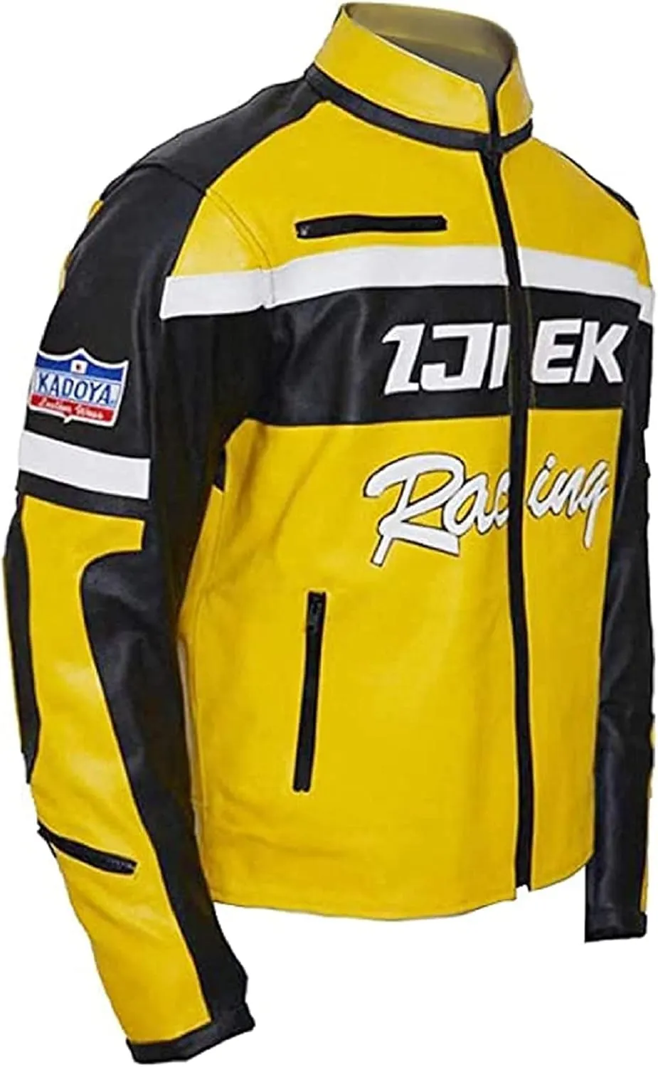 Mens ijiek Biker Jacket | Yellow Chuck Greene Motorcyle Leather Jacket