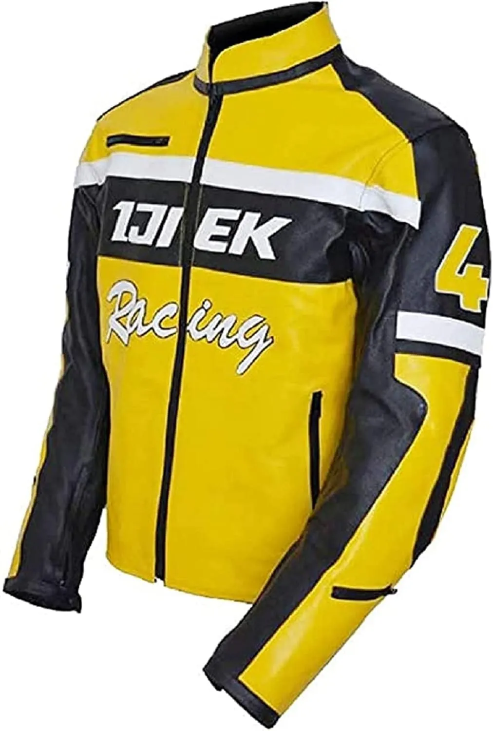 Mens ijiek Biker Jacket | Yellow Chuck Greene Motorcyle Leather Jacket