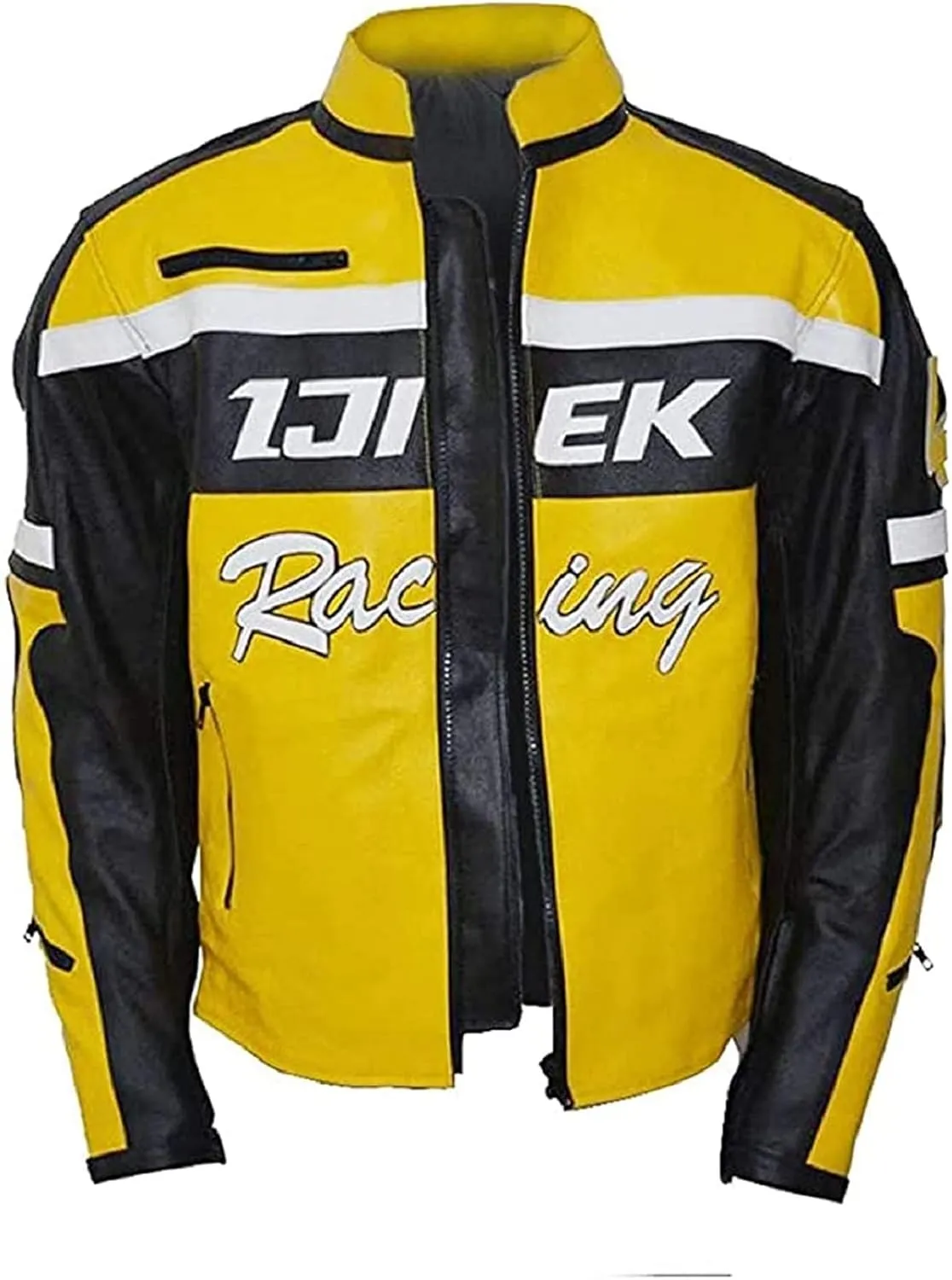 Mens ijiek Biker Jacket | Yellow Chuck Greene Motorcyle Leather Jacket
