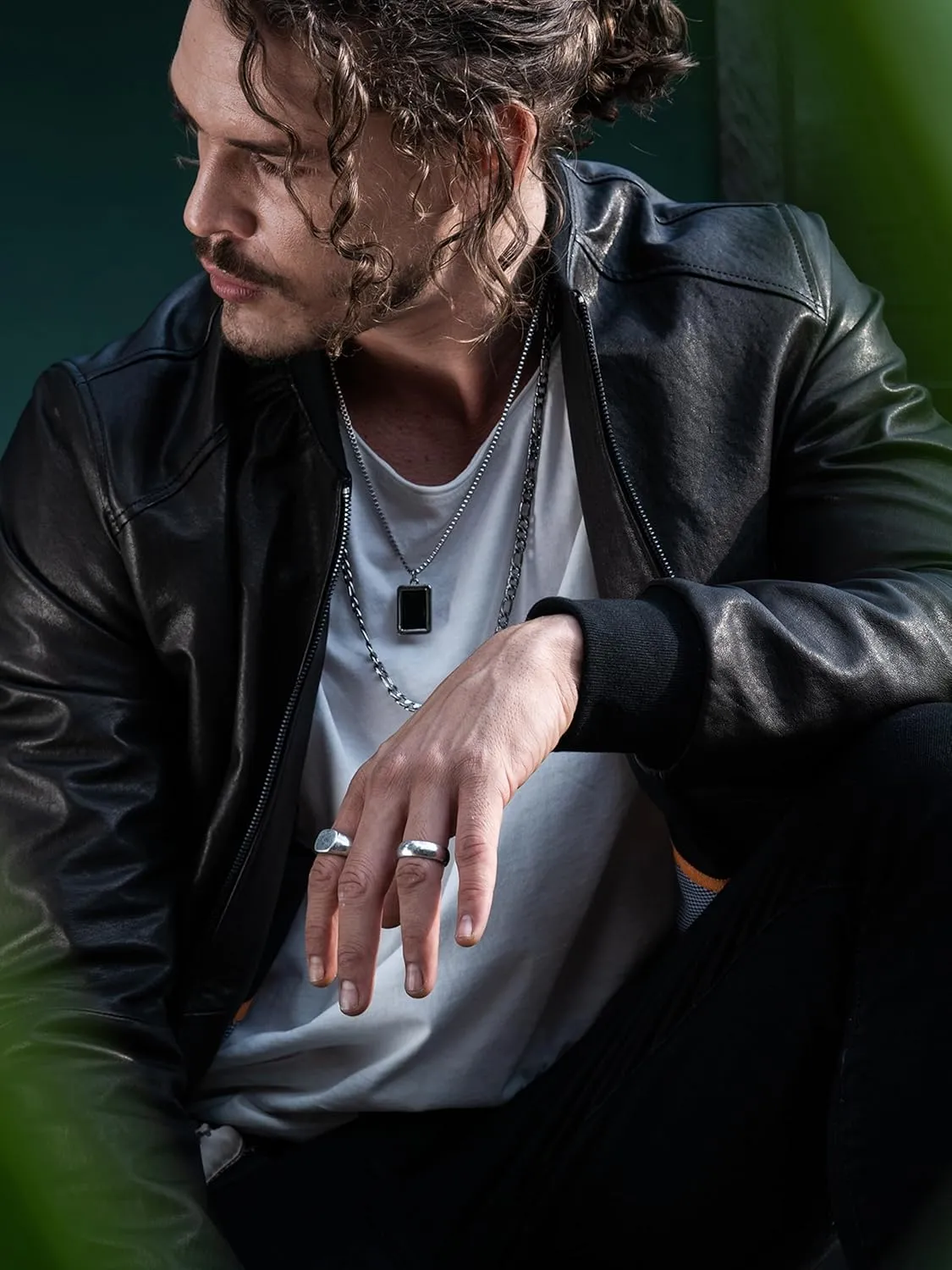 Men's Leather Bomber Jacket - Genuine Lambskin Leather Jacket for Men - Black