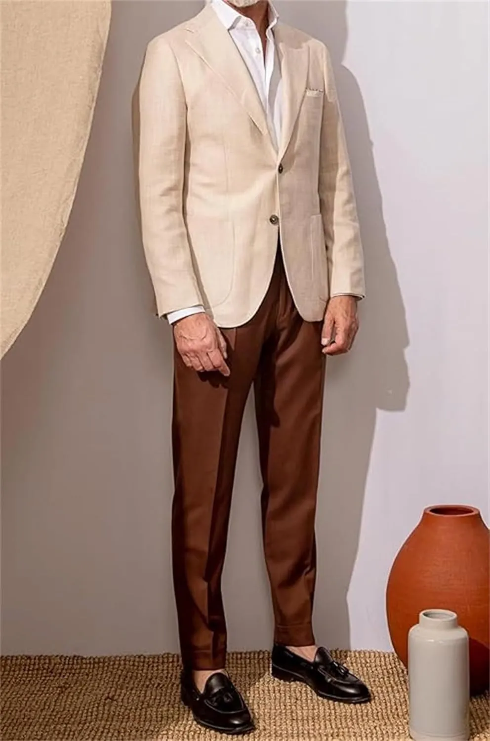 Men's Linen Suit Jacket for Men Casual Linen Blazers for Men Summer Wear Sports Coats Linen Suit Blazer for Wedding Party