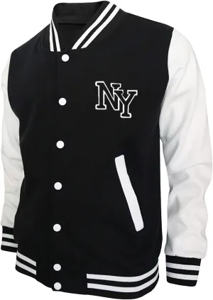 Mens NY Baseball Jacket College Baseball Varsity High School Letterman New York Bomber Fleece Jacket