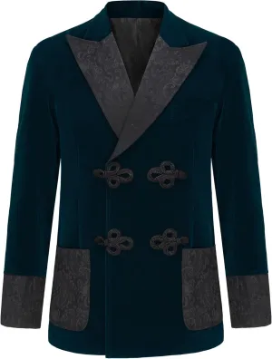 Men's Smoking Jacket Jacquard Peaked Lapel Double Breasted Stylish Blazers Coat Evening Party Wear