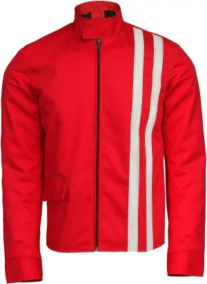 Mens Speed Racer Movie Retro Classic Stripes Motorcycle Jacket - Steve Cotton Biker Jacket Men