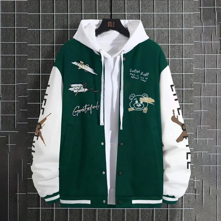 Men's Spring and Autumn Baseball Coat Loose Casual  Jackets for Men
