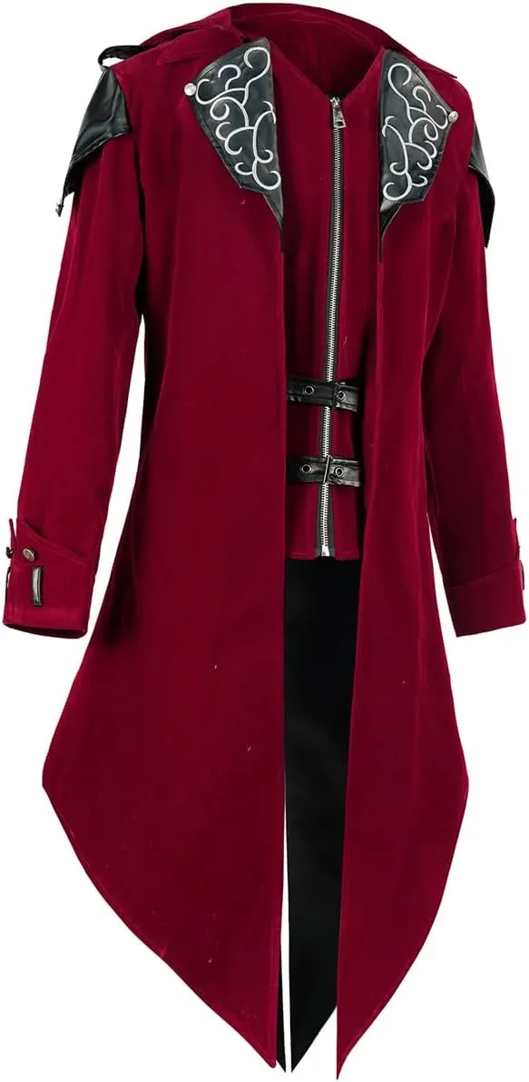 Men's Steampunk Jacket Gothic Costume Tailcoat Jacket Victorian Pirate Vintage Halloween Vampire Cosplay Costumes