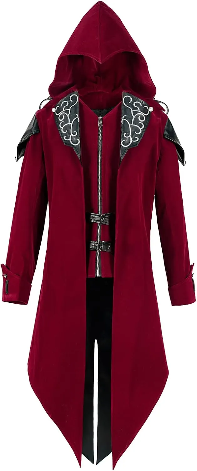 Men's Steampunk Jacket Gothic Costume Tailcoat Jacket Victorian Pirate Vintage Halloween Vampire Cosplay Costumes