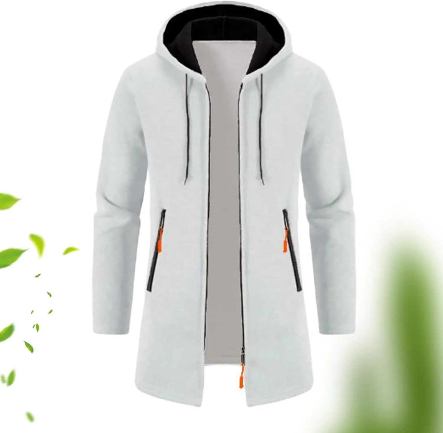 Mens Trench Coat Knit Hooded Jackets Business Casual Peacoat Mid Length Cardigan Oversized Windbreaker Winter Jacket