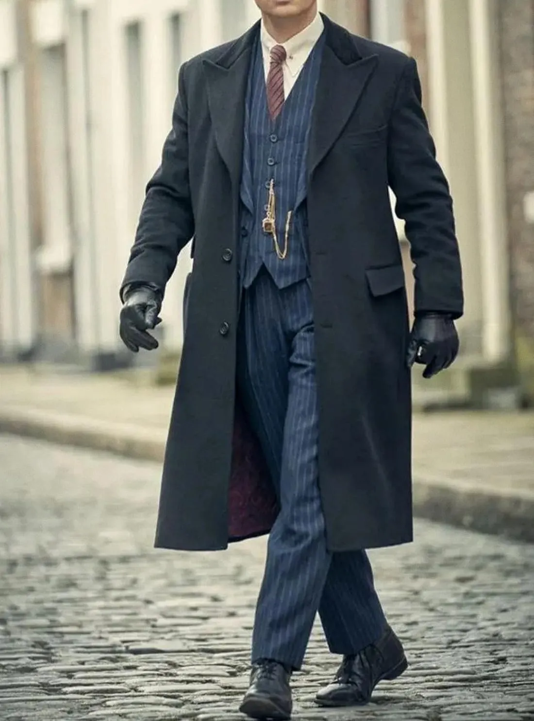 Men's Trench Coat Notched Lapel Peacoat Casual Warm Winter Long Jacket Cotton Blend Overcoat With Pockets