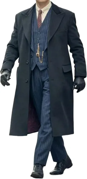 Men's Trench Coat Notched Lapel Peacoat Casual Warm Winter Long Jacket Cotton Blend Overcoat With Pockets