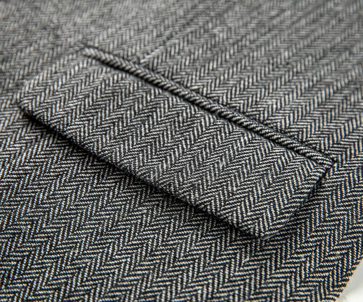 Men's Tweed Blazer Jacket Retro 2 Button Herringbone Casual Sport Coat Prom Jackets