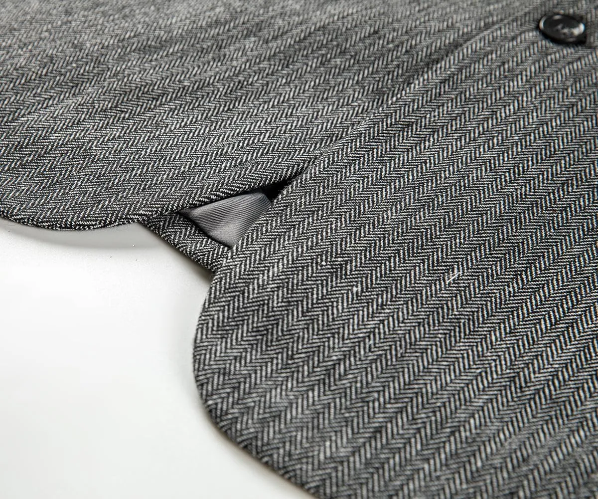 Men's Tweed Blazer Jacket Retro 2 Button Herringbone Casual Sport Coat Prom Jackets