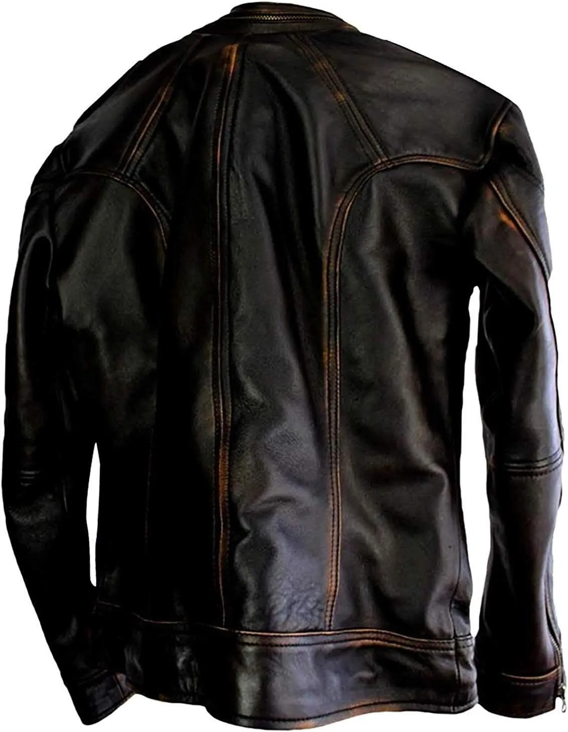 Mens Vintage Cafe Racer Biker Leather Jacket | Motorcycle Leather Jacket for Men