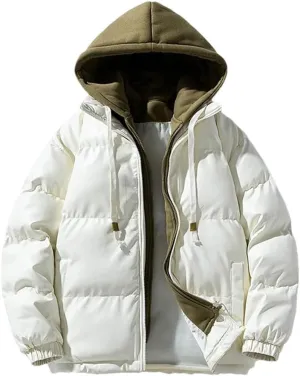 Men's Winter Bread Cotton-Padded Jackets Warm Thick Hooded Windproof Parkas Casual Puffer Short Coats