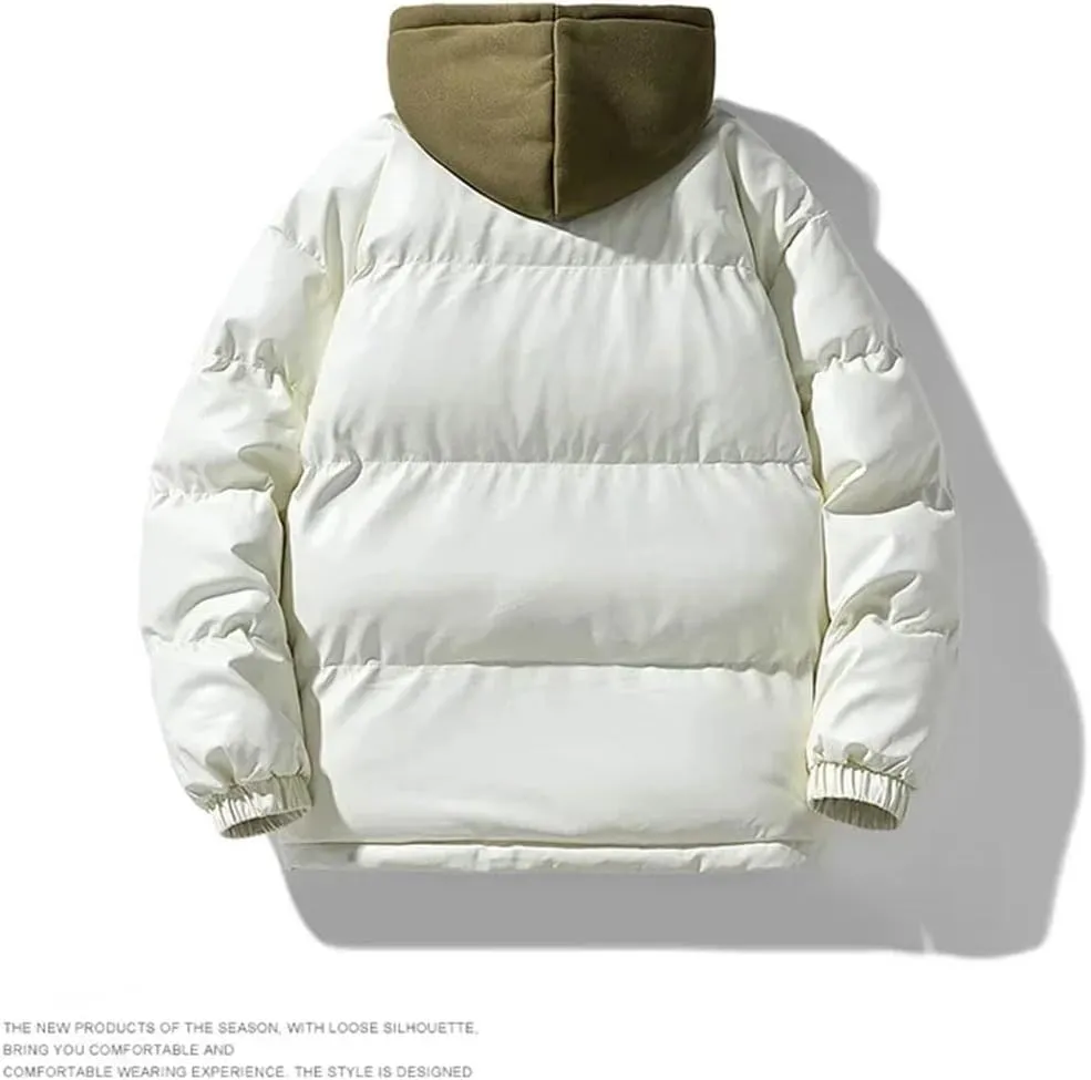 Men's Winter Bread Cotton-Padded Jackets Warm Thick Hooded Windproof Parkas Casual Puffer Short Coats