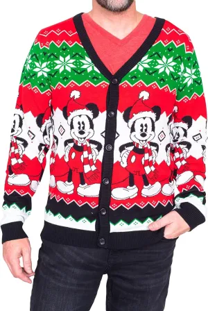 Mickey Mouse Santa Hat Cardigan Ugly Christmas Sweater