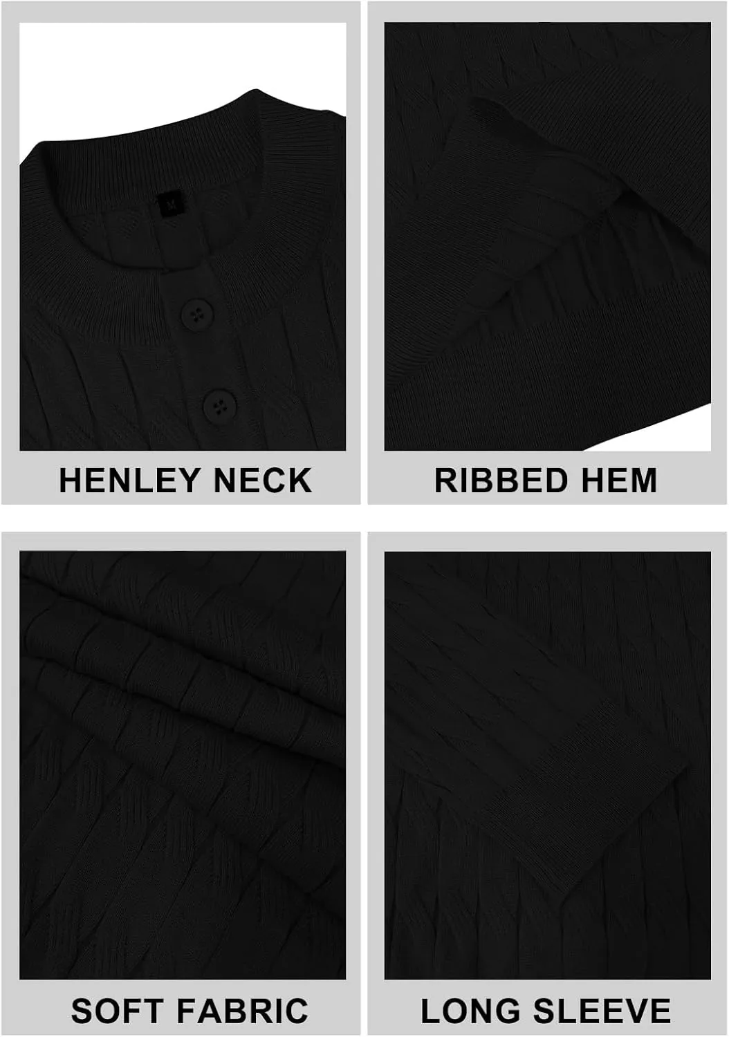MLANM Men's Henley Knit Sweaters Long Sleeve Pullover Sweater Casual Fashion Thermal Sweaters