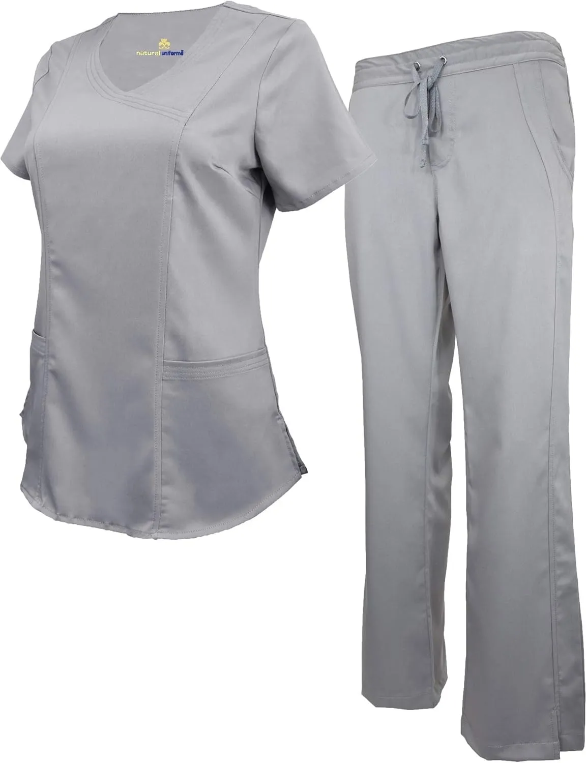 Natural Uniforms Women's Ultra Soft Modern Fit Mock Wrap Work Uniform Top and Pant Set 8201-9200