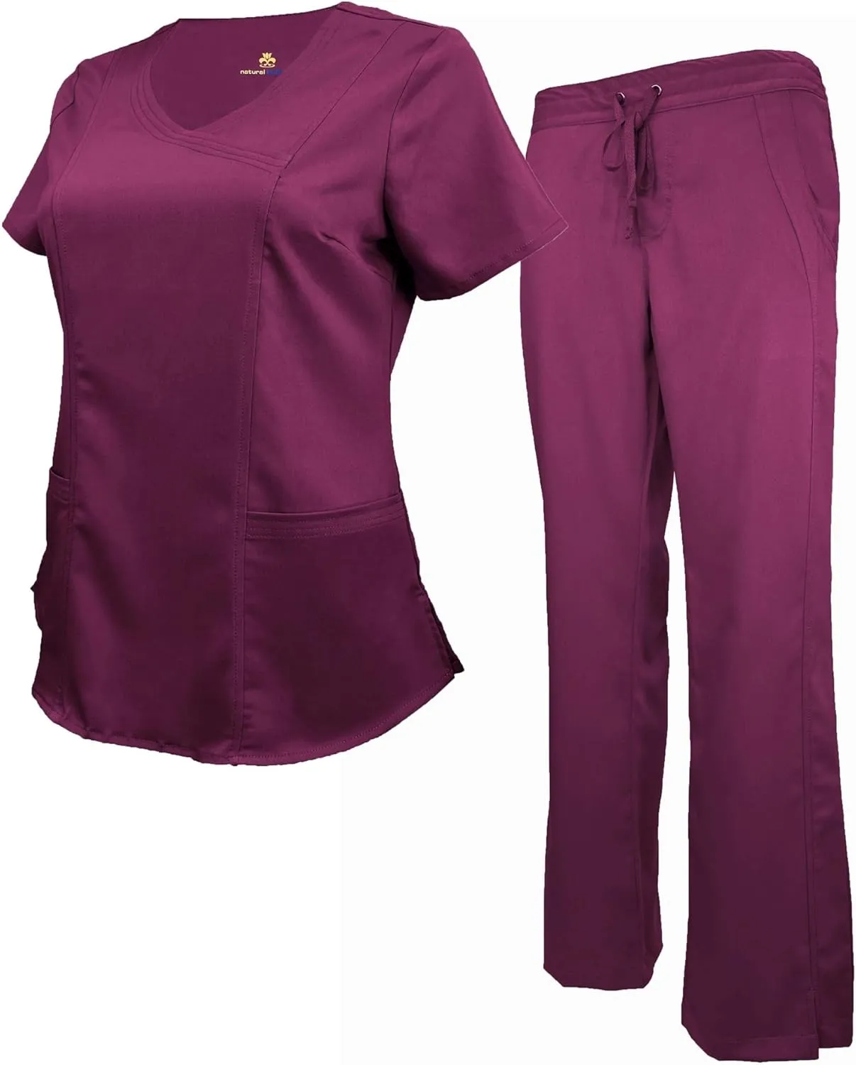 Natural Uniforms Women's Ultra Soft Modern Fit Mock Wrap Work Uniform Top and Pant Set 8201-9200