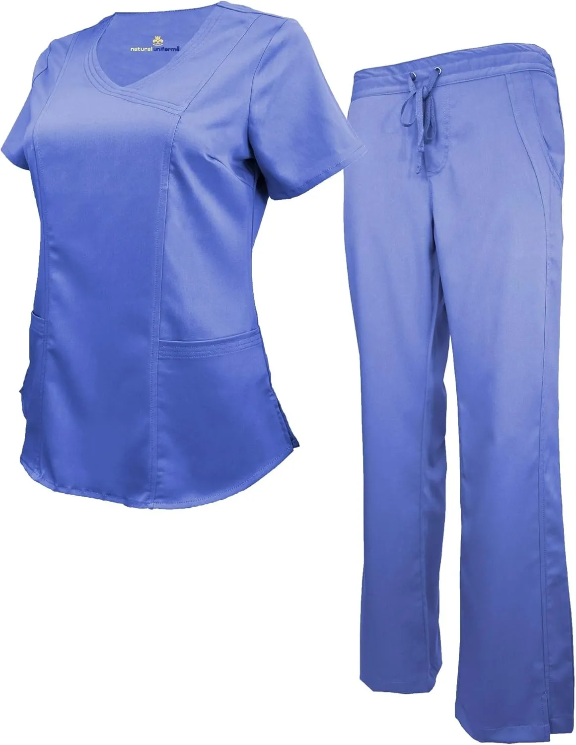Natural Uniforms Women's Ultra Soft Modern Fit Mock Wrap Work Uniform Top and Pant Set 8201-9200