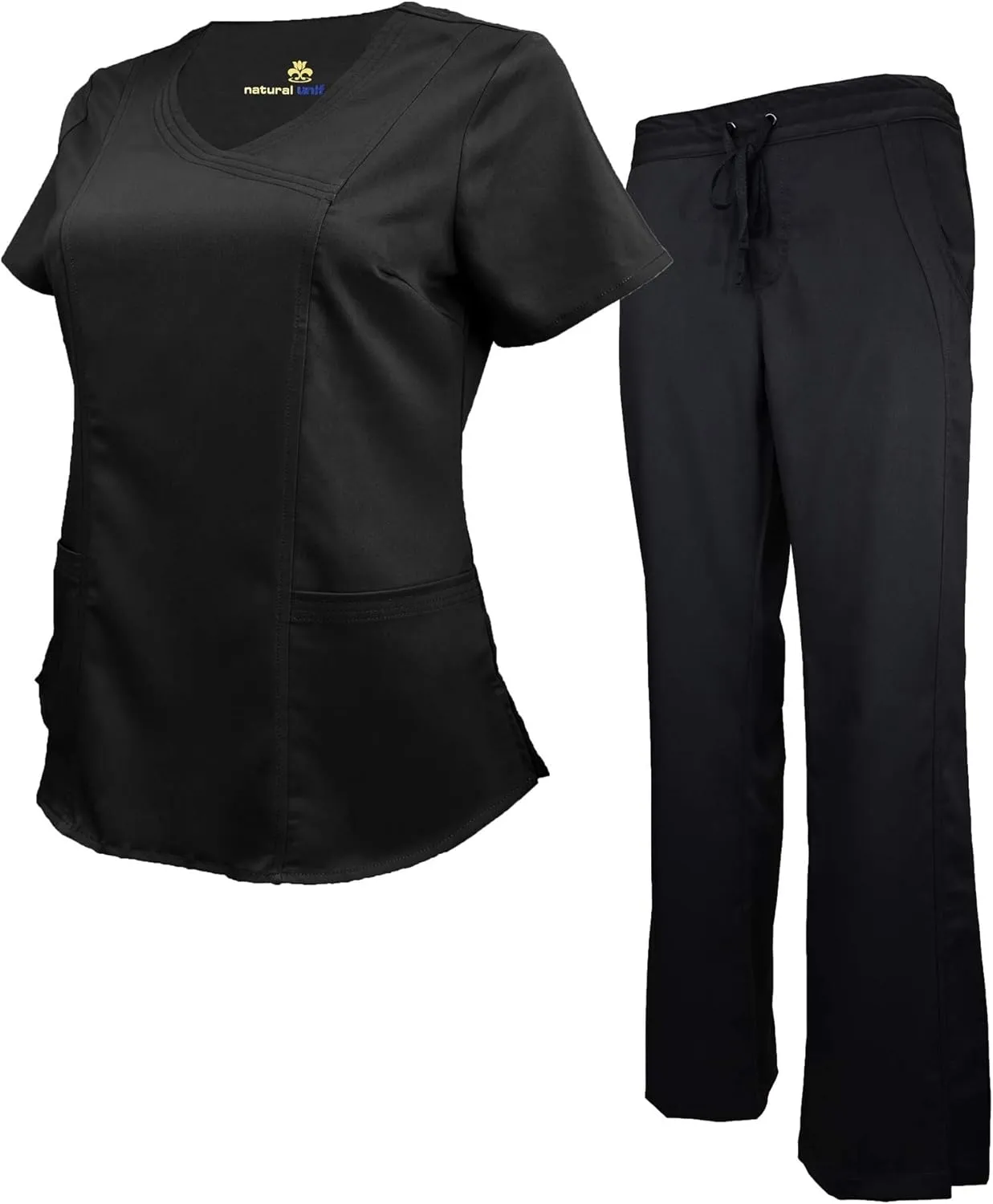 Natural Uniforms Women's Ultra Soft Modern Fit Mock Wrap Work Uniform Top and Pant Set 8201-9200