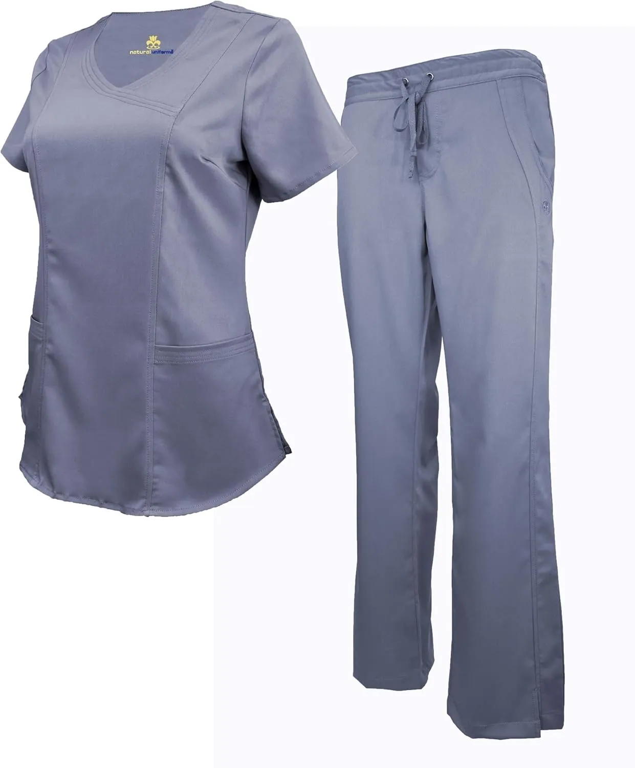 Natural Uniforms Women's Ultra Soft Modern Fit Mock Wrap Work Uniform Top and Pant Set 8201-9200