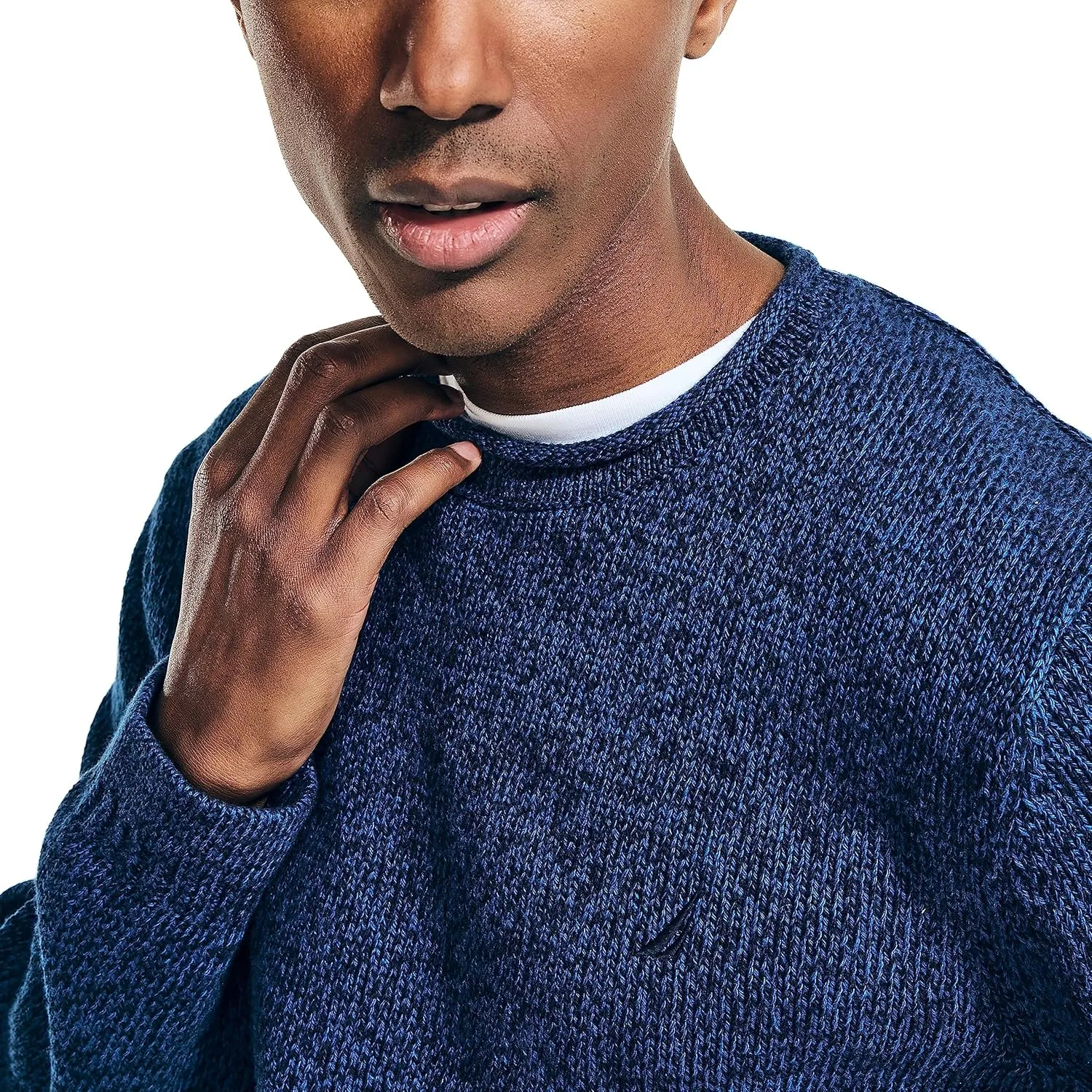 Nautica Men's Rolled Crewneck Sweater