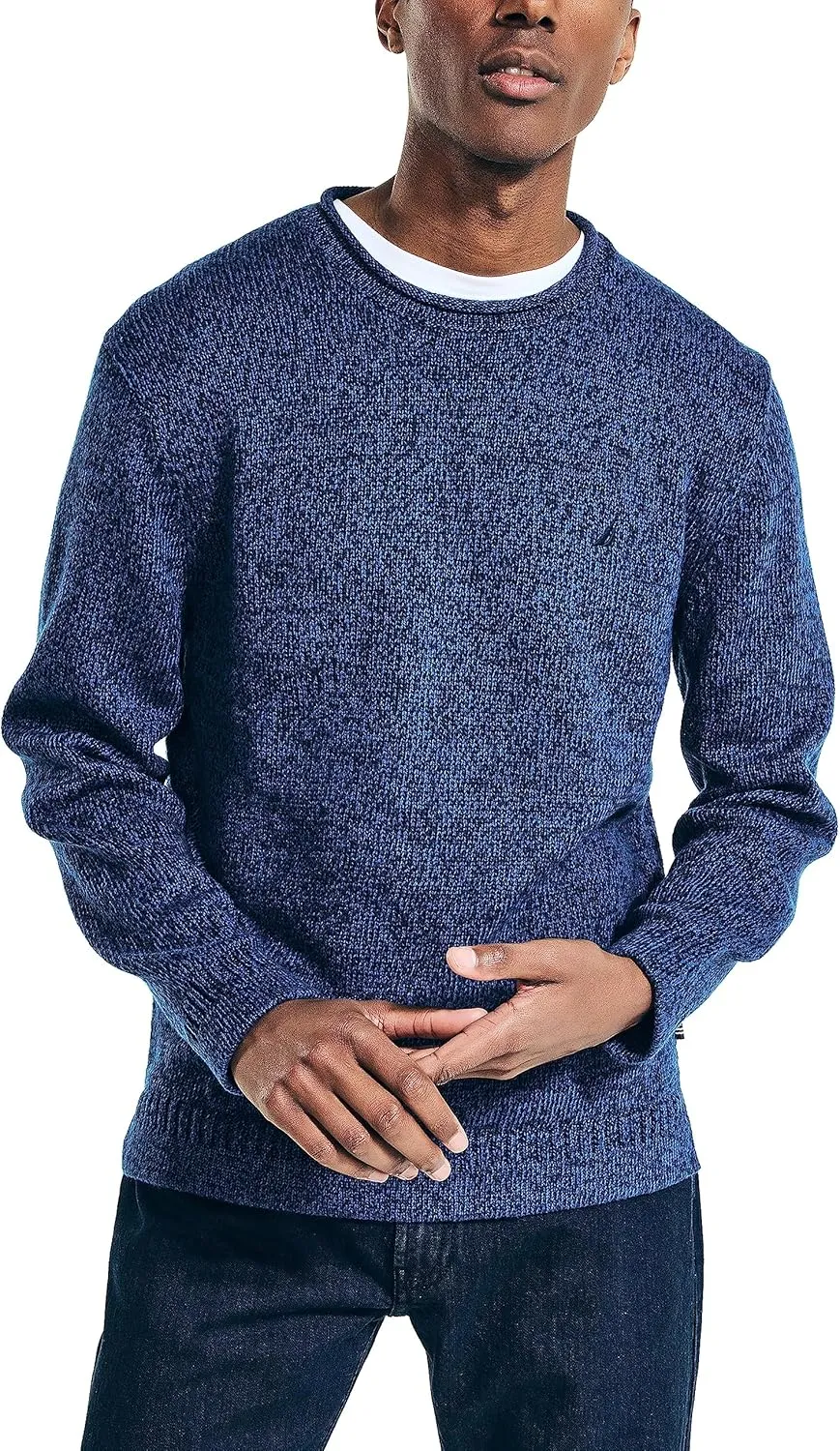 Nautica Men's Rolled Crewneck Sweater