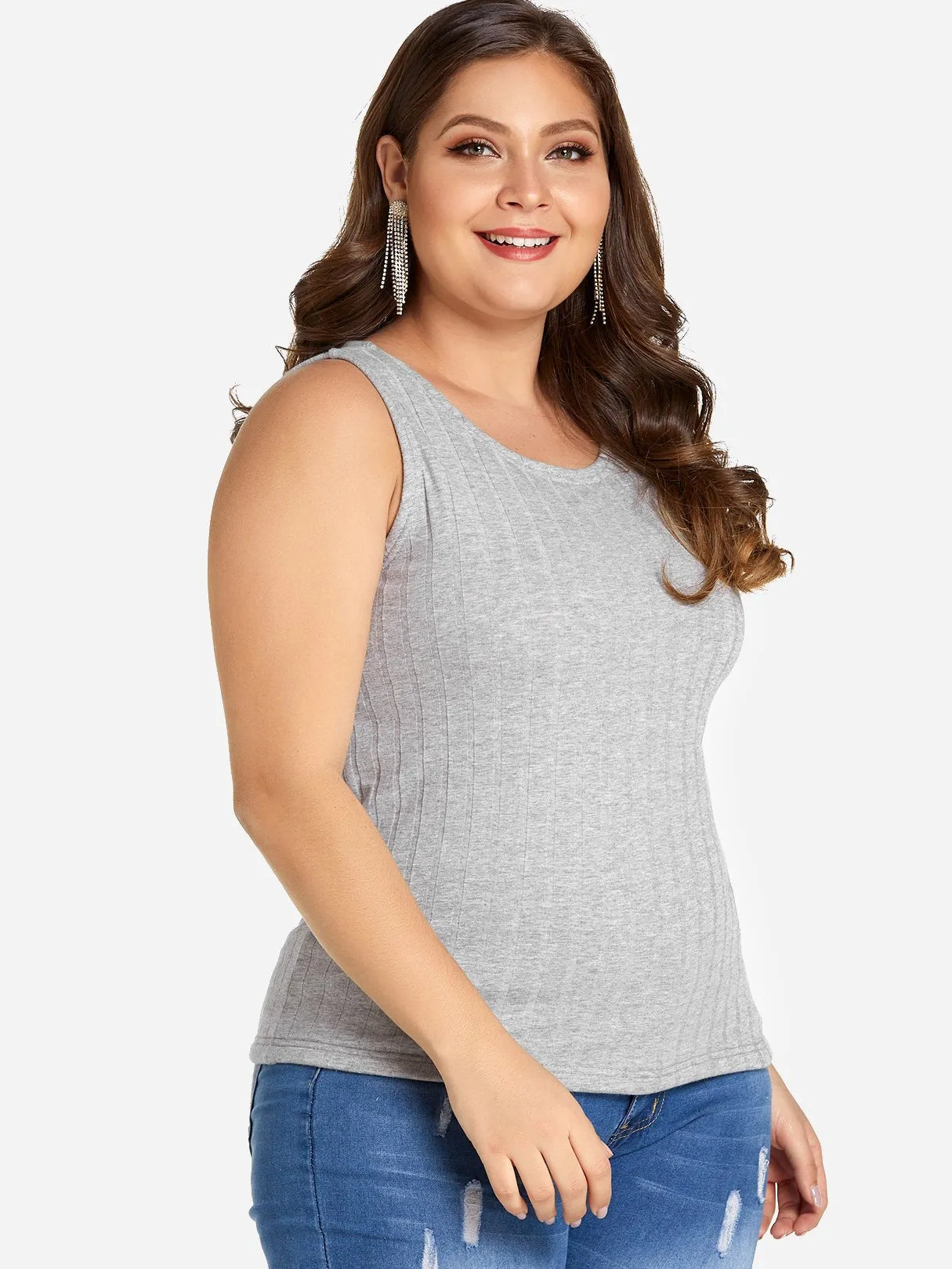 OEM ODM Round Neck Plain Sleeveless Plus Size Tops