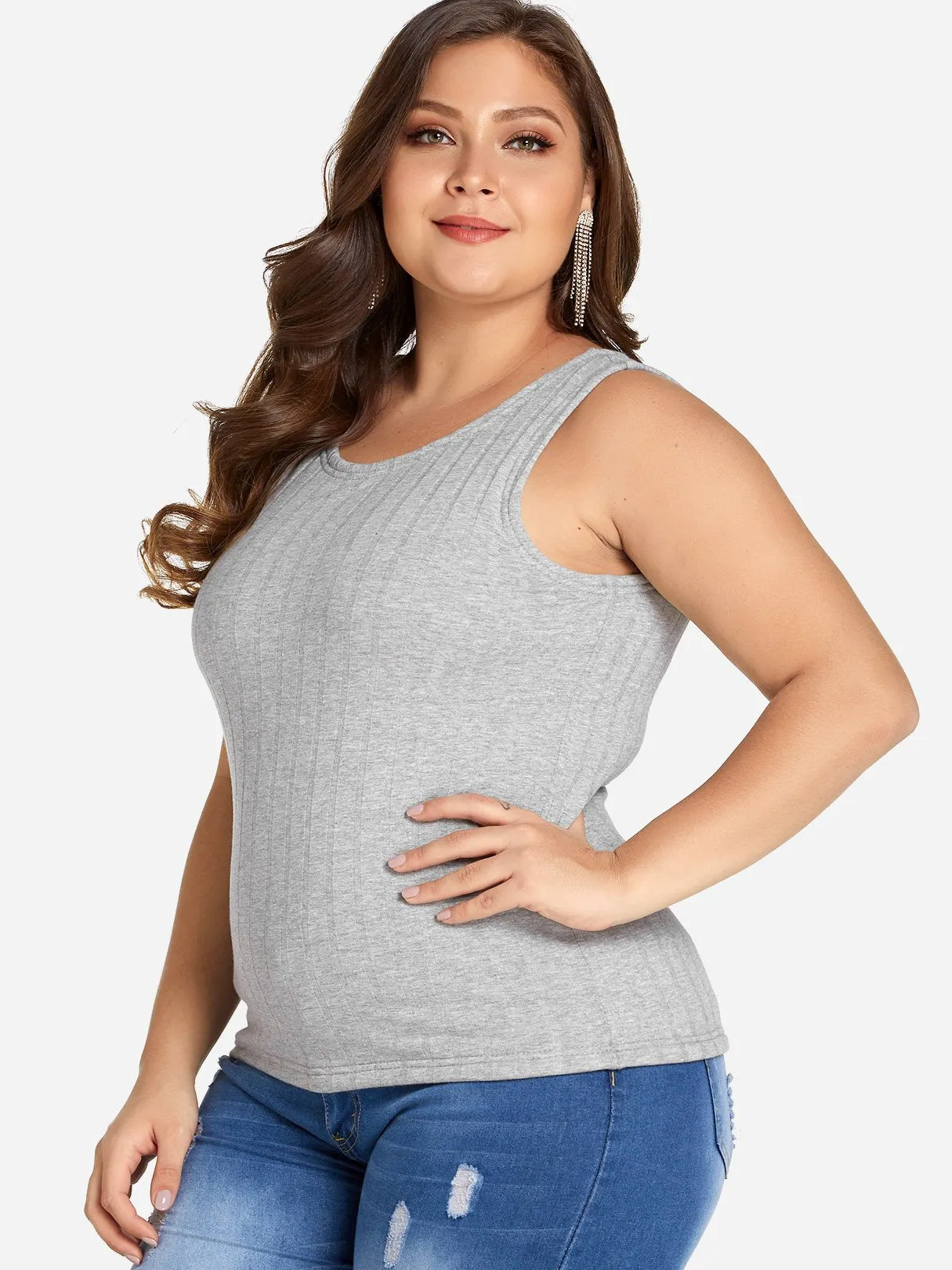 OEM ODM Round Neck Plain Sleeveless Plus Size Tops