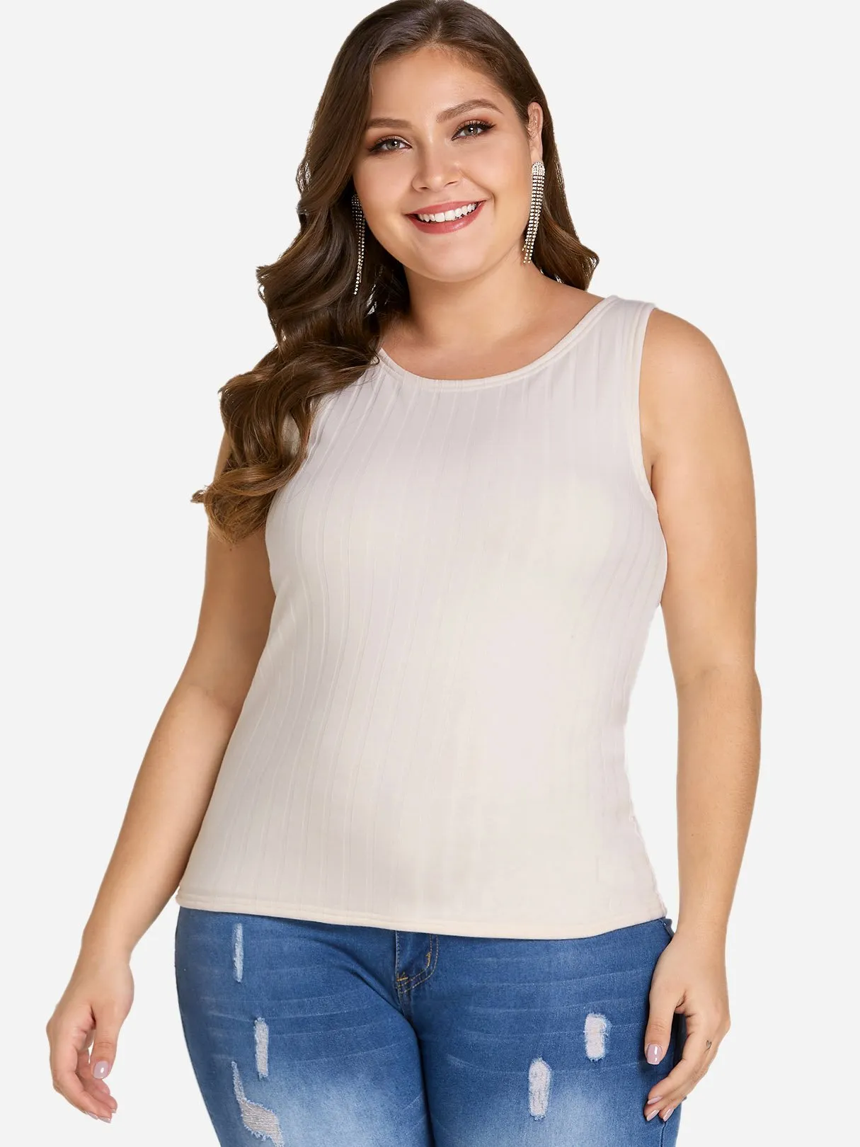 OEM ODM Round Neck Plain Sleeveless Plus Size Tops