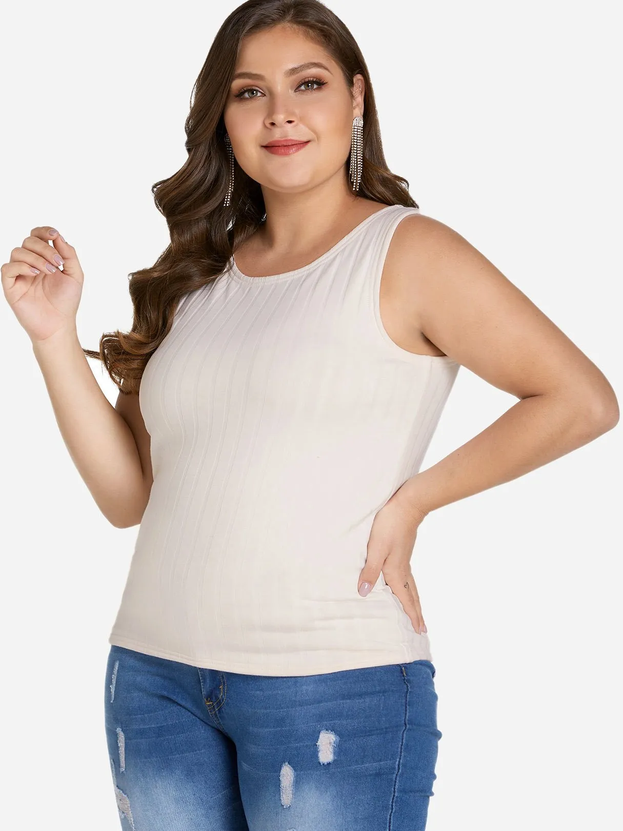 OEM ODM Round Neck Plain Sleeveless Plus Size Tops