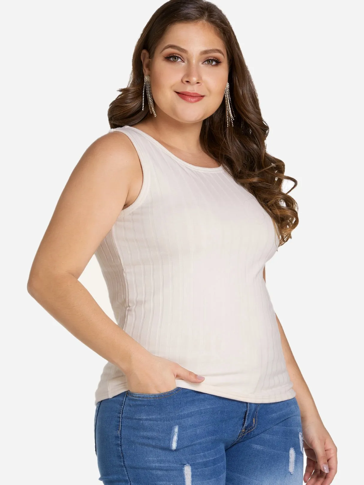 OEM ODM Round Neck Plain Sleeveless Plus Size Tops