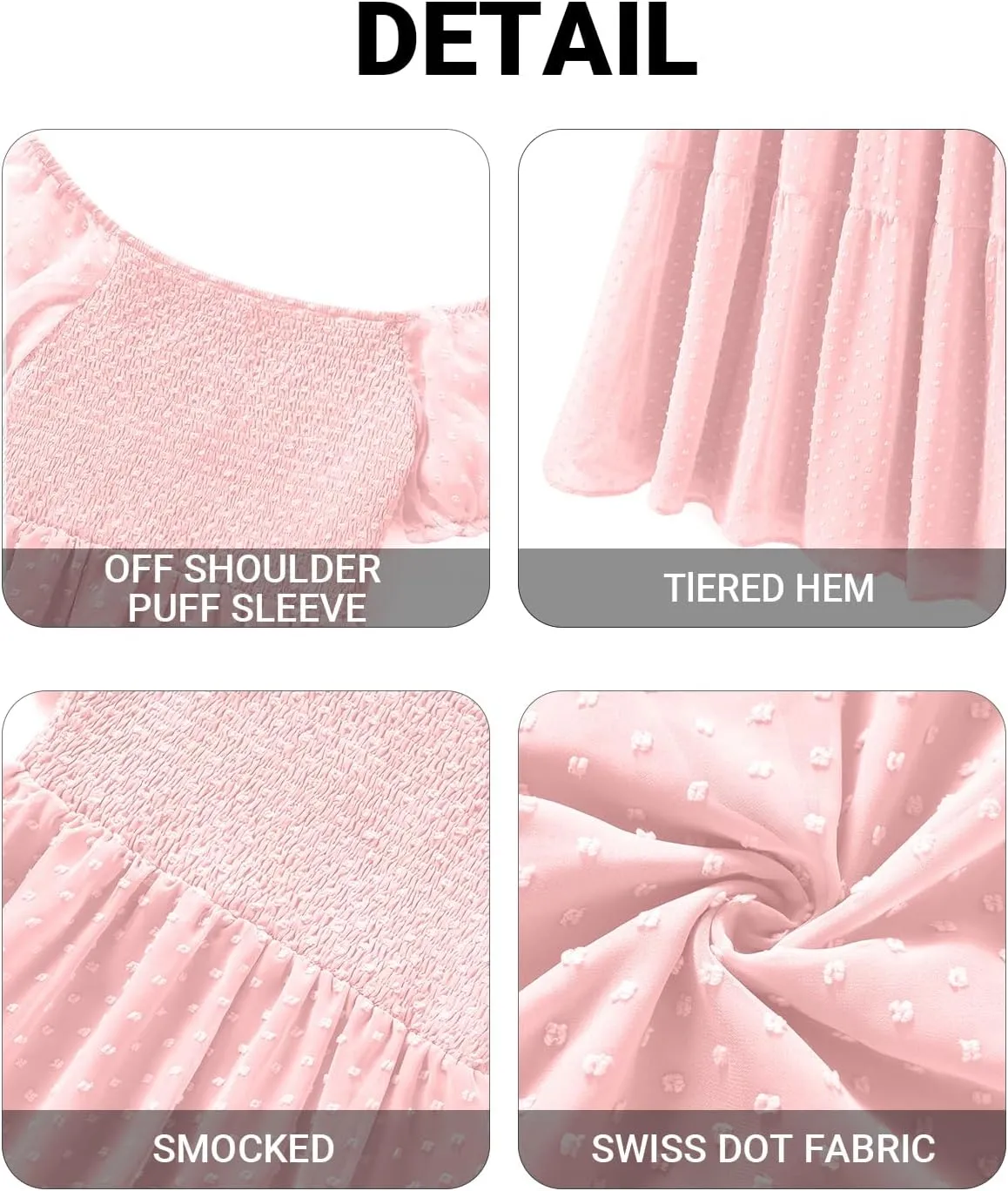Off The Shoulder Dresses Women - Summer Boho Chiffon Swiss Dot Smocked Puff Sleeve A Line Long Flowy Maxi Sundress 2025