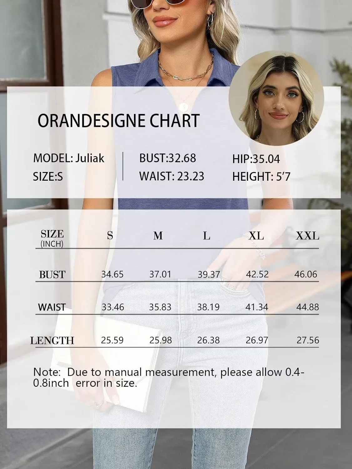 ORANDESIGNE Women's Tank Top Summer V Neck Tops Casual Sleeveless Polo Shirts