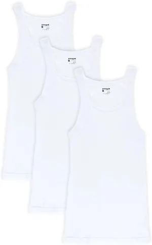 Papi Men's 3-Pack Cotton Square Neck Tank Top, White, X-Large