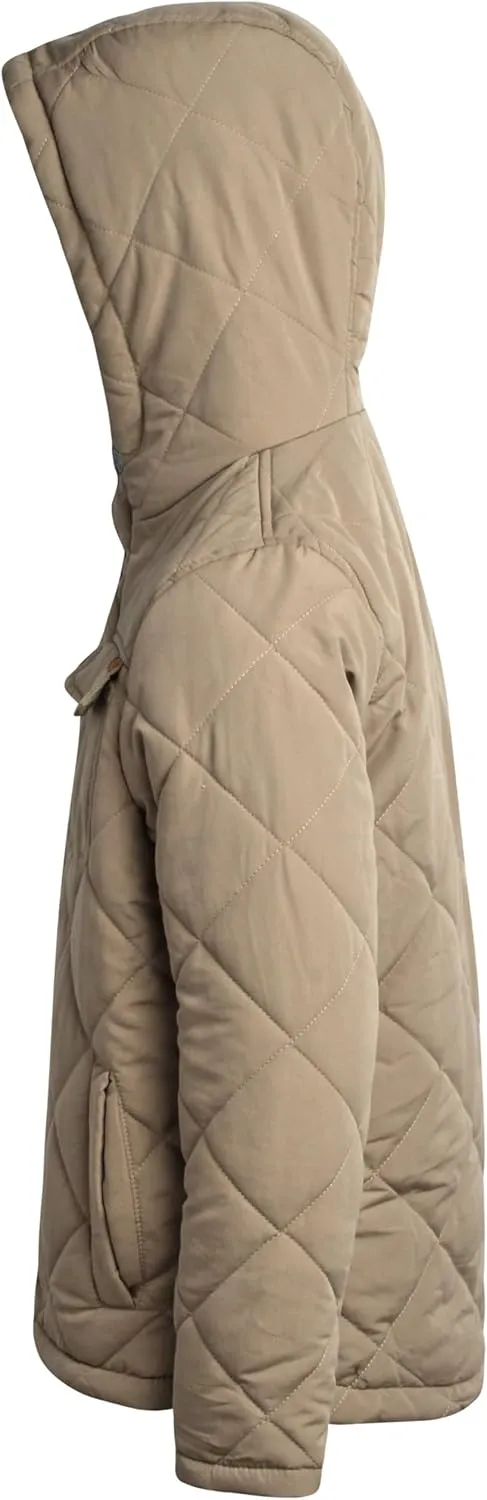 Perry Ellis Boys' Winter Jacket - Suede Microber Quilted Jacket with Hood - Warm Insulated Outerwear Jacket for Boys (8-18)