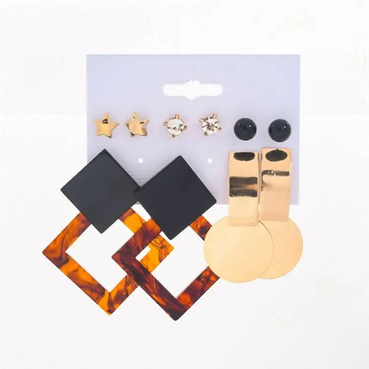 Pinapes Latest Stylish Combo Design Pairs Metal Earrings for Women and Girls