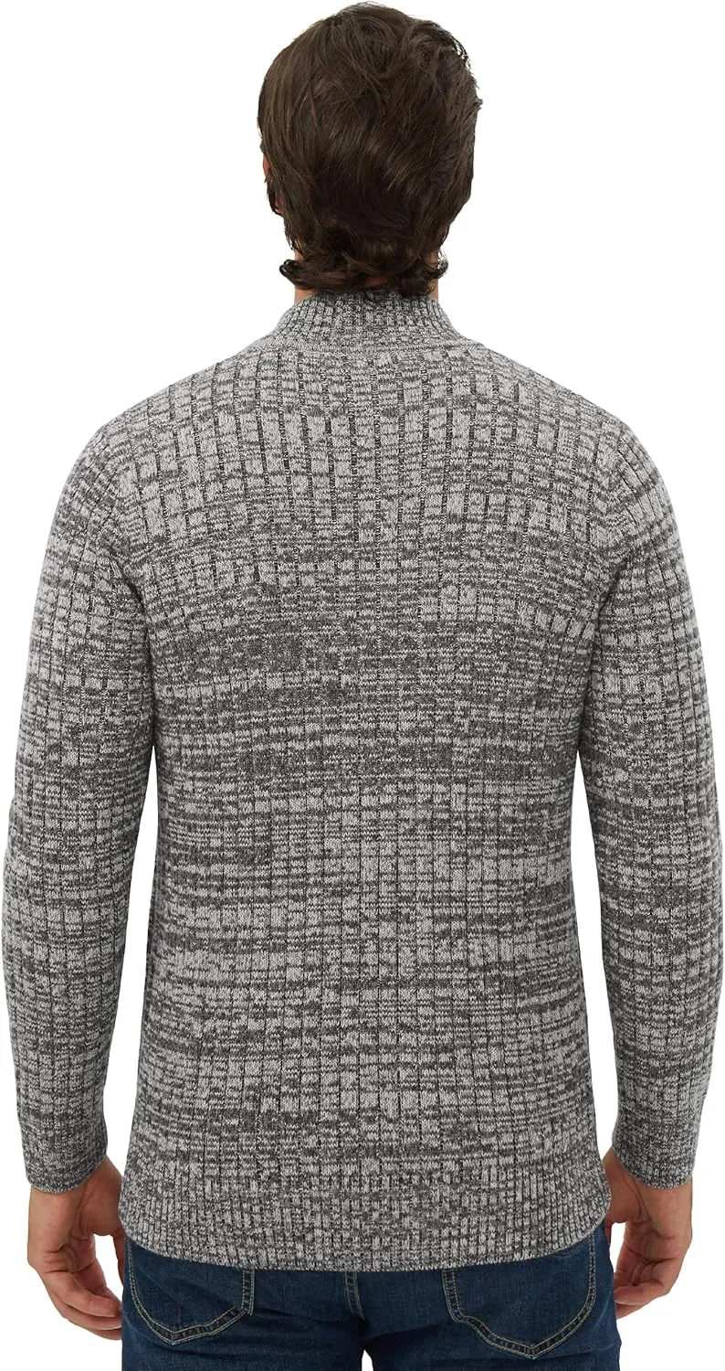 Pioneer Camp Men's Cardigan Sweaters Full Zip Up Stand Collar Slim Fit Casual Knitted Sweater with 2 Front Pockets